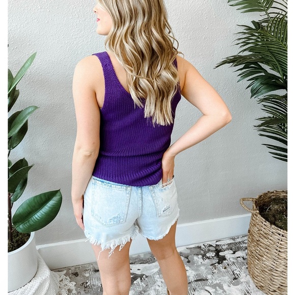 Small Royal Purple knit tank, V-neck - Picture 9 of 9